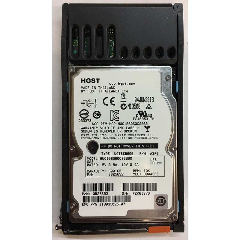 118033025-07 - EMC 600GB 10K RPM SAS 2.5" HDD for VMAX 10K, 20K, 40K series s...