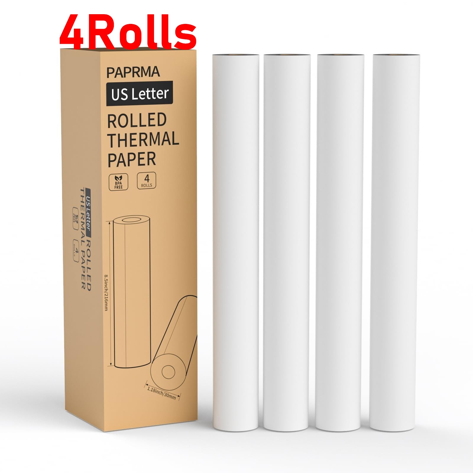 4 Rolls 8.5x11" Thermal Paper Quick-Dry US Letter for M08F M832 M834 Printer