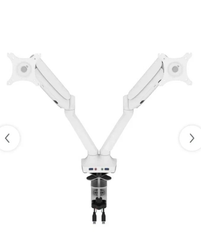 Bestar Universel Dual Monitor Arm with Pistons in White - AK-MA01D-17