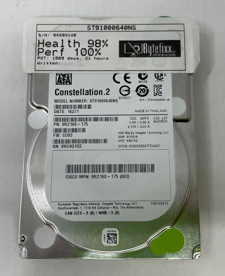 Seagate Constellation.2 1TB 2.5" SATA SERVER HDD Hard Drive 98% ST91000640NS