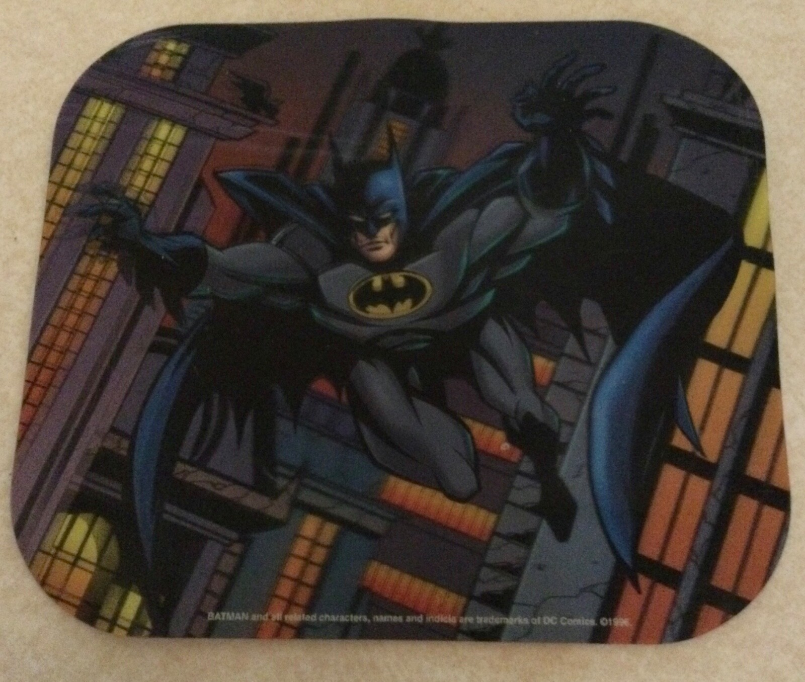 Vintage Batman DC/Warner Brothers mouse pad, large, lenticular, 1996.
