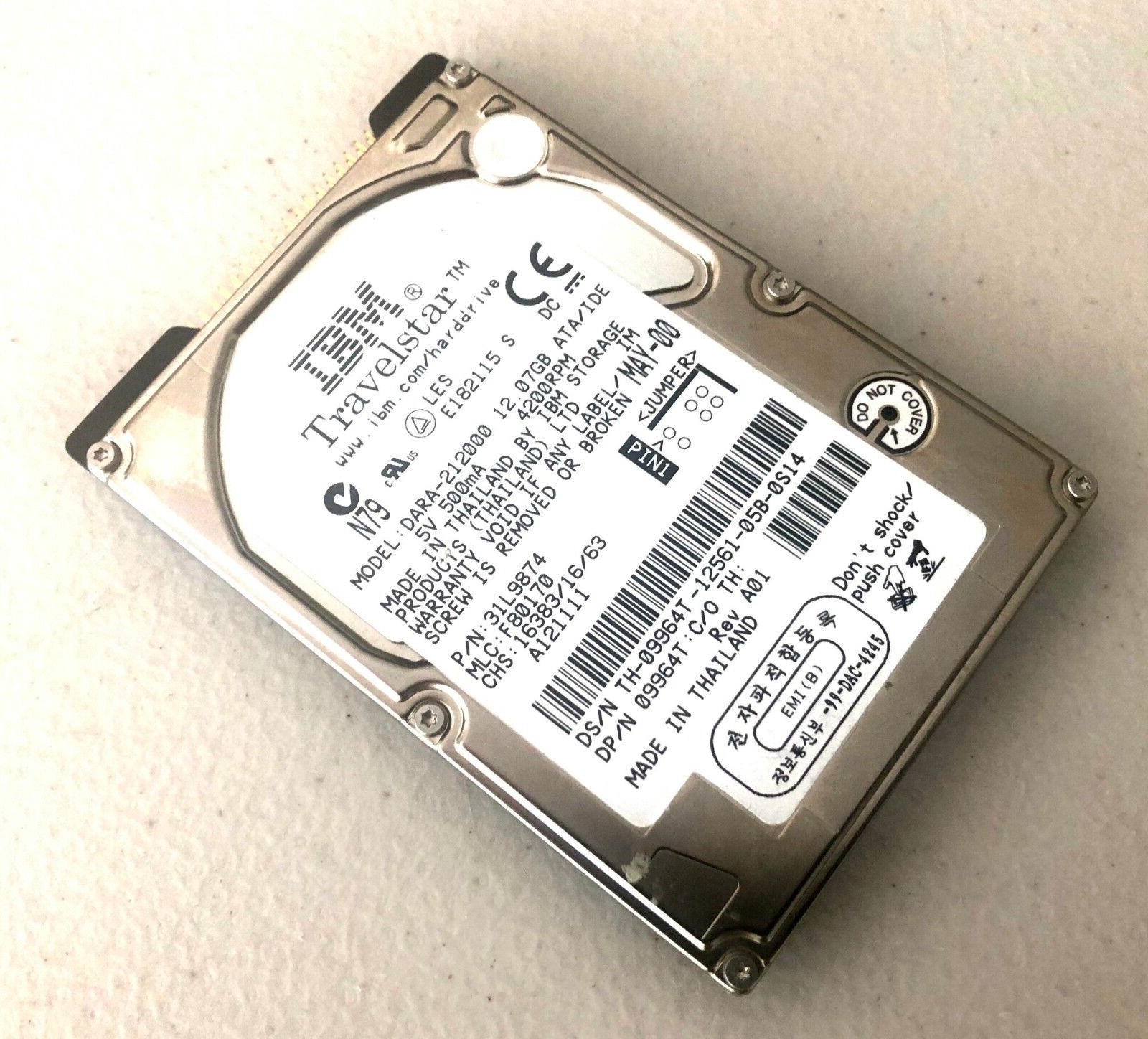 IBM Travelstar Dara-21200, 2.5", 12GB PATA HDD, IBM P/N: 31L9873 *TESTED*