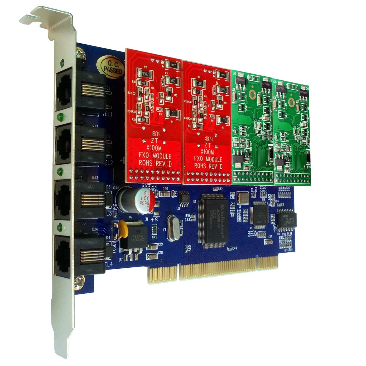 TDM 400P 2 FXS 2 FXO Card Asterisk Voice Board Telephony Card Issabel Free PBX