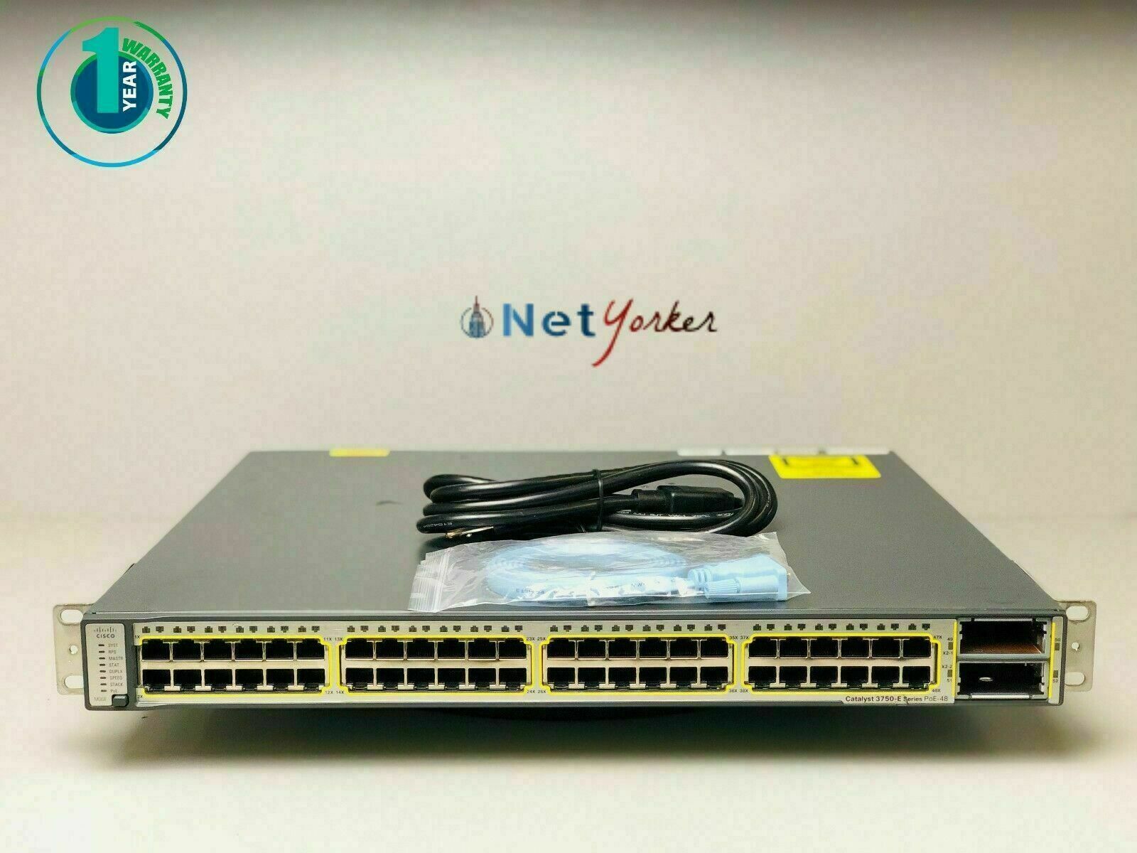 Cisco WS-C3750E-48PD-S 48 Port PoE Gigabit Ethernet Switch - Same Day Shipping