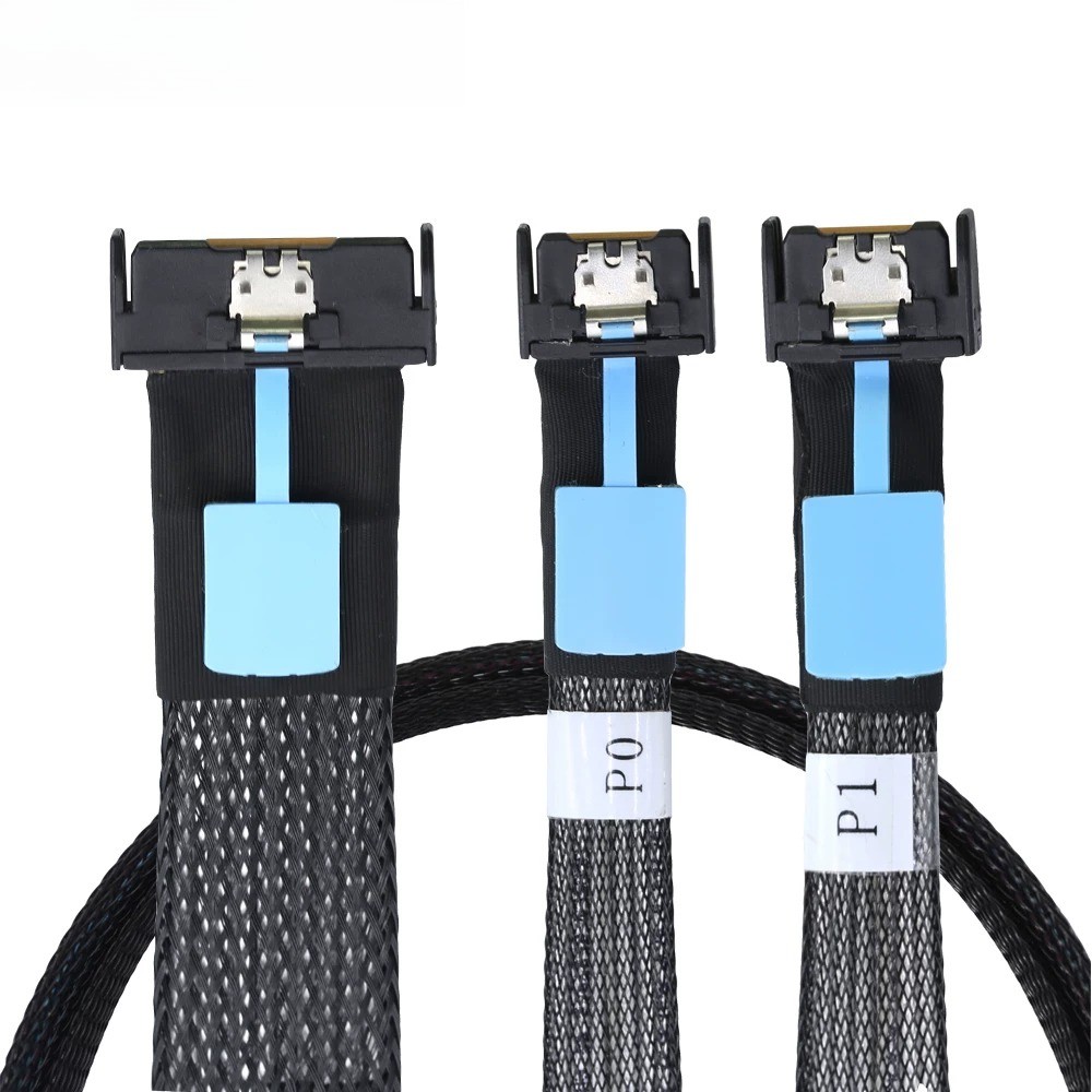 PCIe Gen5 MCIO 8i SFF8654 to Dual MCIO 4i SFF8654 Slimline Server Breakout Cable