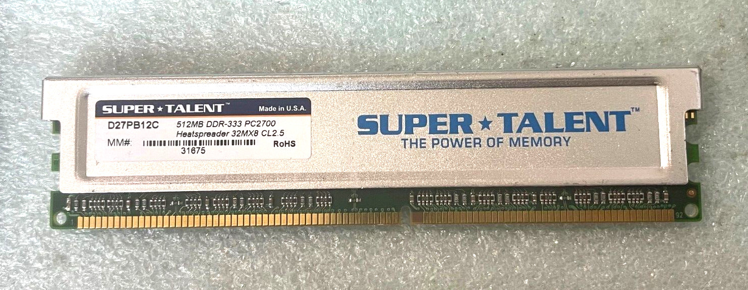 SUPER TALENT 512MB DDR-333 PC2700 D27PB12C 184 PIN MODULE RM2-CMP53-8