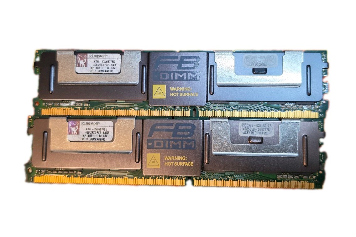 Lot of 2x4GB KINGSTON KTH-XW667/8G 397415-B21 8GB 2RX4-PC2-5300F-555-11 RAM