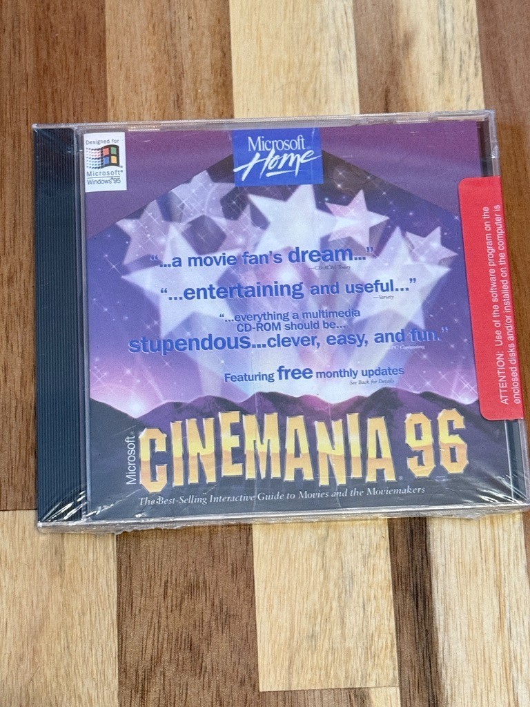 Microsoft Cinemania 96 CD-ROM • Factory Sealed • COA Included • Windows 95/96