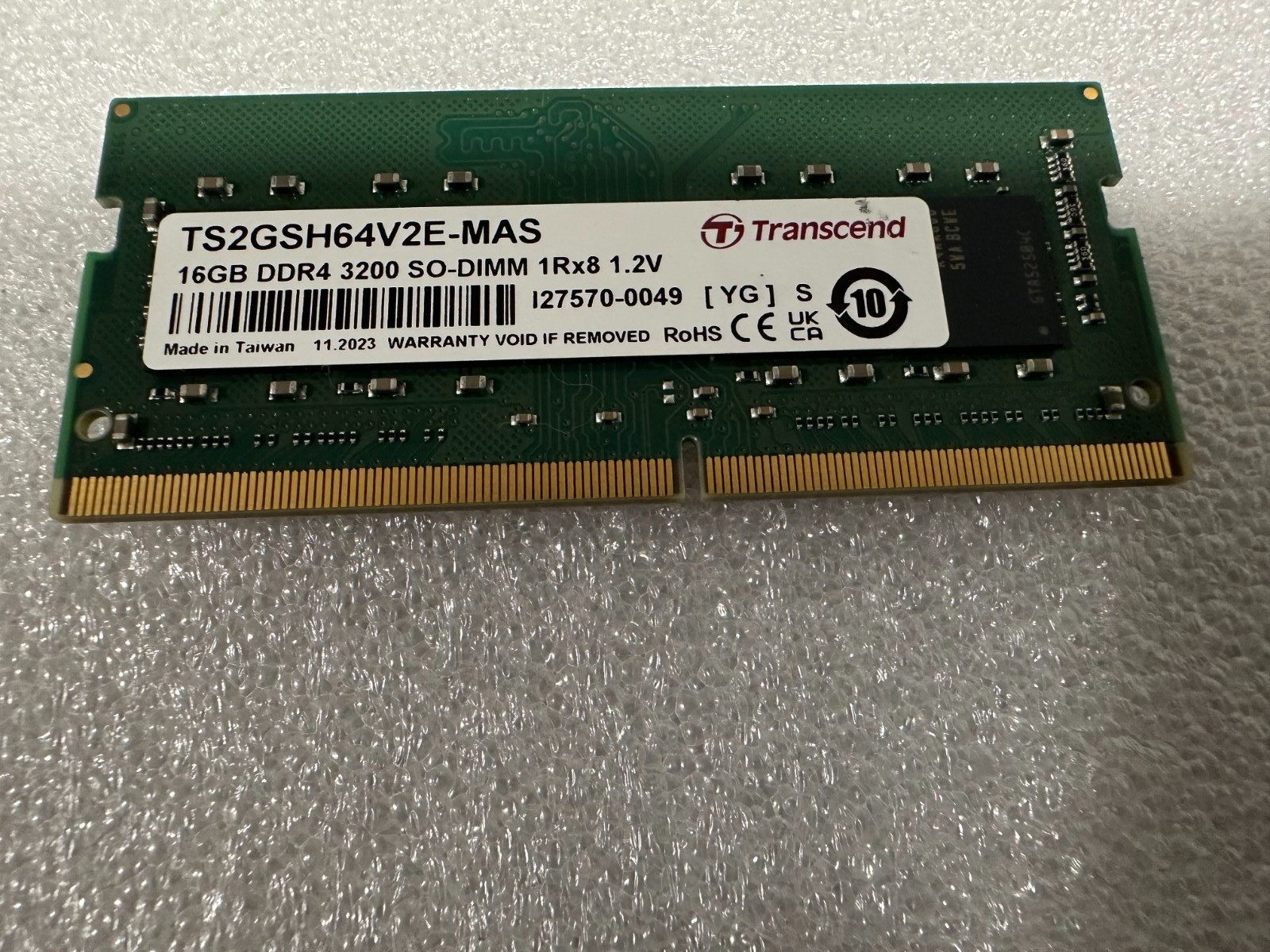 Transcend 16GB TS2GSH64V2E-MAS DDR4 3200 1Rx8 1.2V SO-DIMM