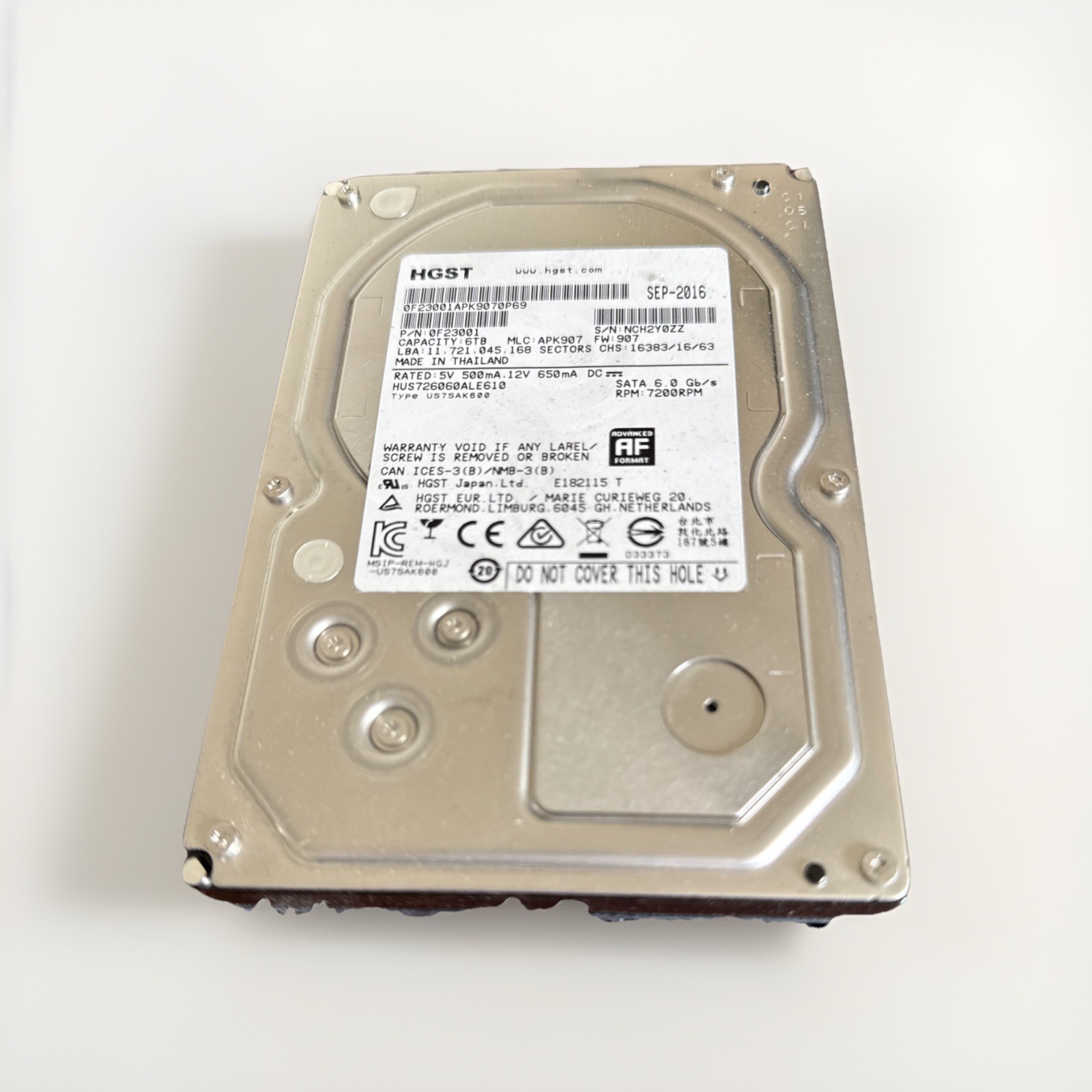 HGST 6TB 3.5" 7200RPM 128MB SATA III 3.5" Hard Drive HDD 0F23001 HUS726060ALE610