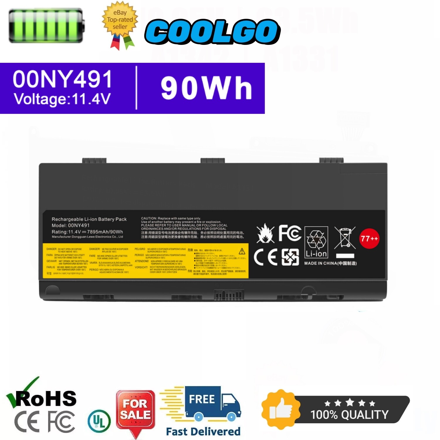 ✅77++ 00NY491 Battery for Lenovo Thinkpad P50 P51 P52 L17L6P51 L17M6P51 00NY49