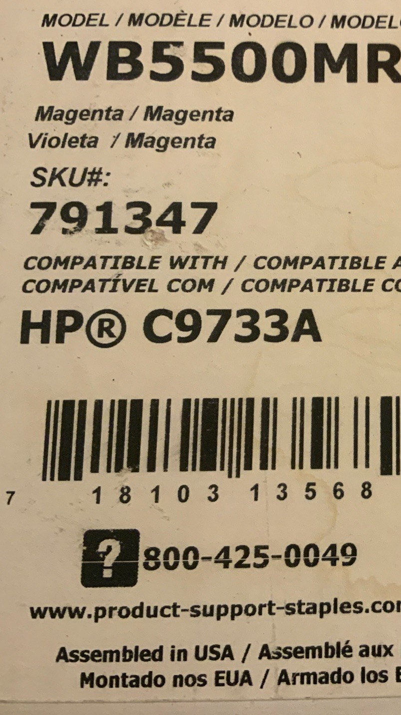 HP compatible Genuine Magenta Toner Cartridge WB5500MR For HP C9733A