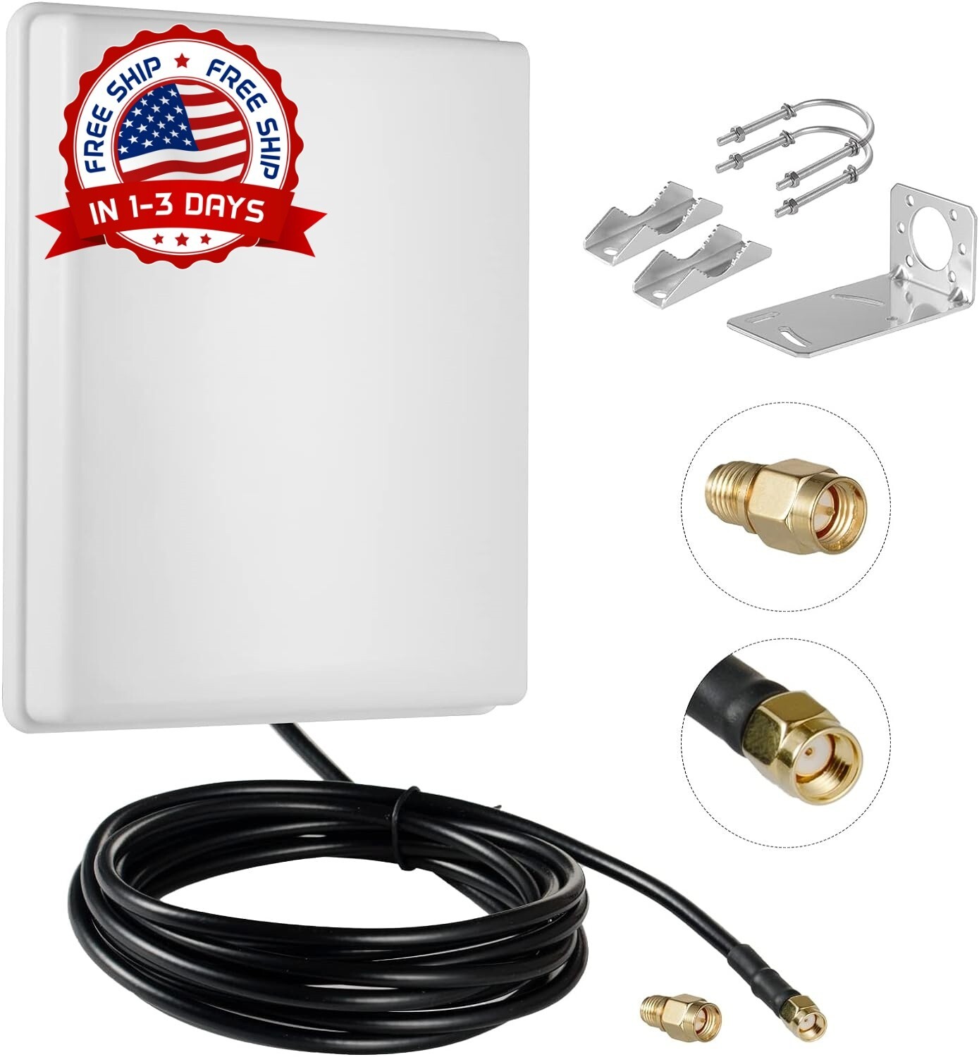 Antena de panel direccional de largo alcance amplificador WiFi blanco US NUEVO