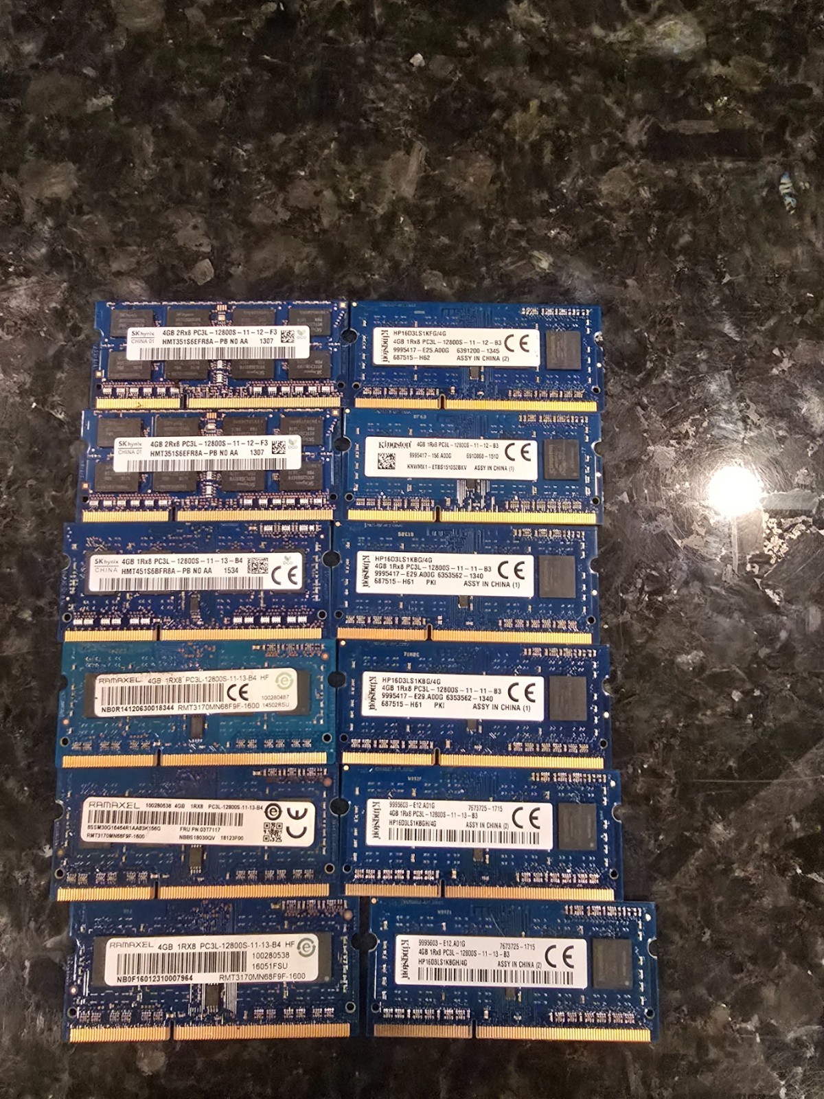 48GB Total - 12x4GB 1RX4 DDR3 1600MHz PC3-12800S 204PIN Laptop RAM 1.5V F/S