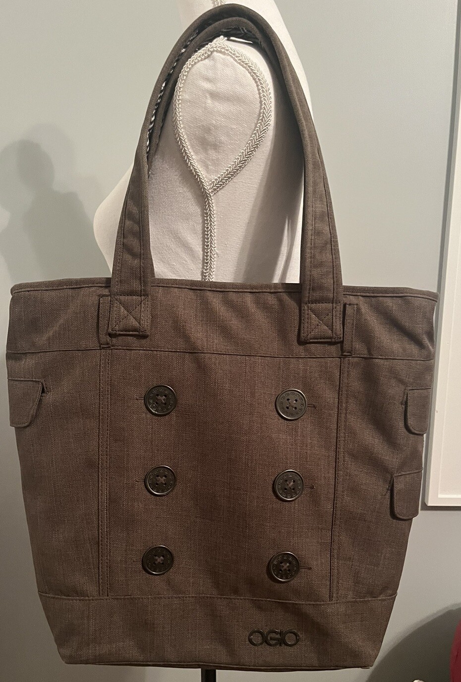 OGIO Hamptons Laptop Tote Bag Brown Dark Khaki No Belt