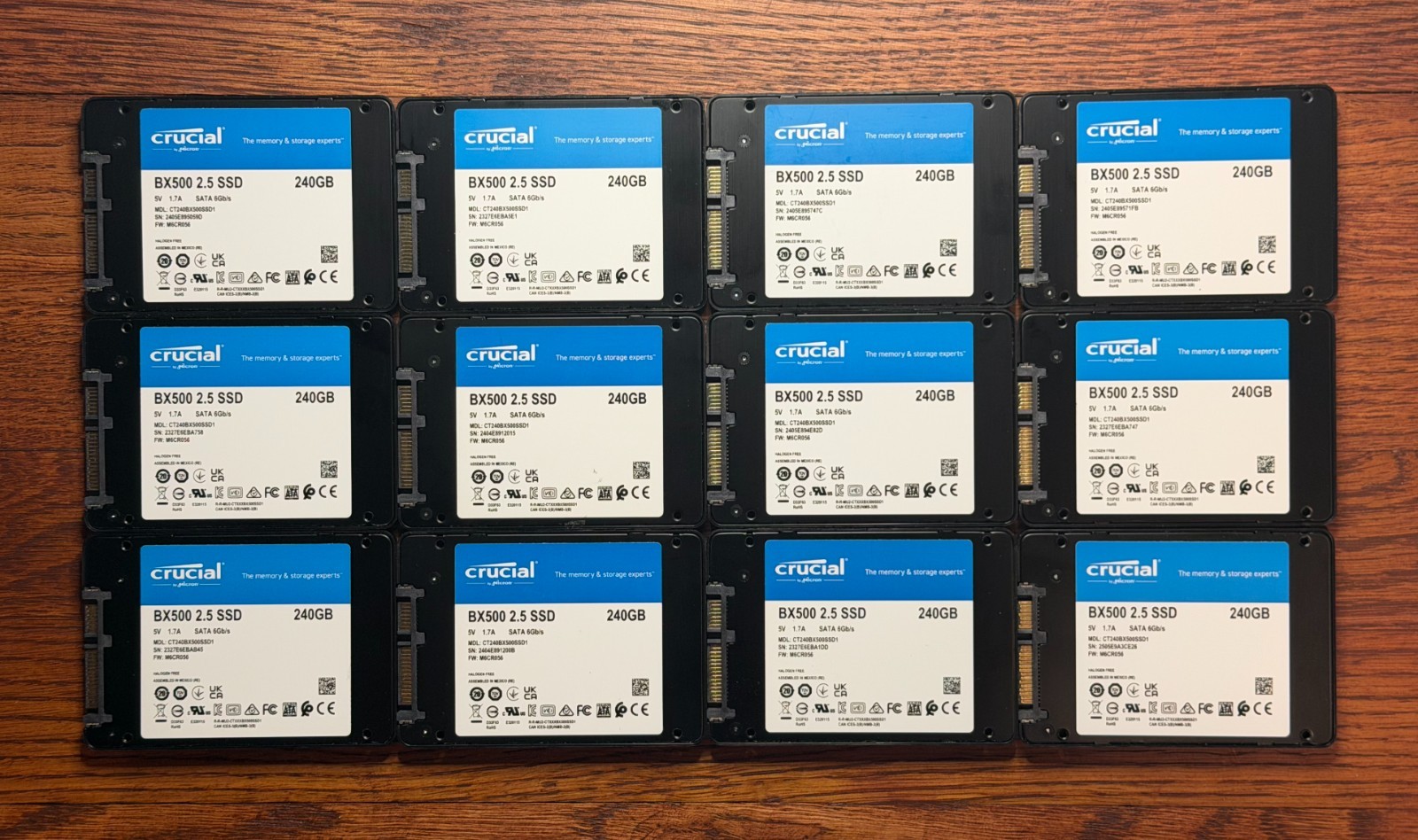 LOT OF 12 Crucial BX500 CT240BX500SSD1 240GB SSD 2.5" SATA 6Gb/s
