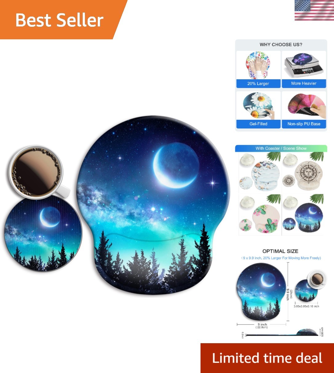 Ergonomic Mouse Pad with Gel Wrist Rest, Smooth Wrist Support Surface, Non-Sl...