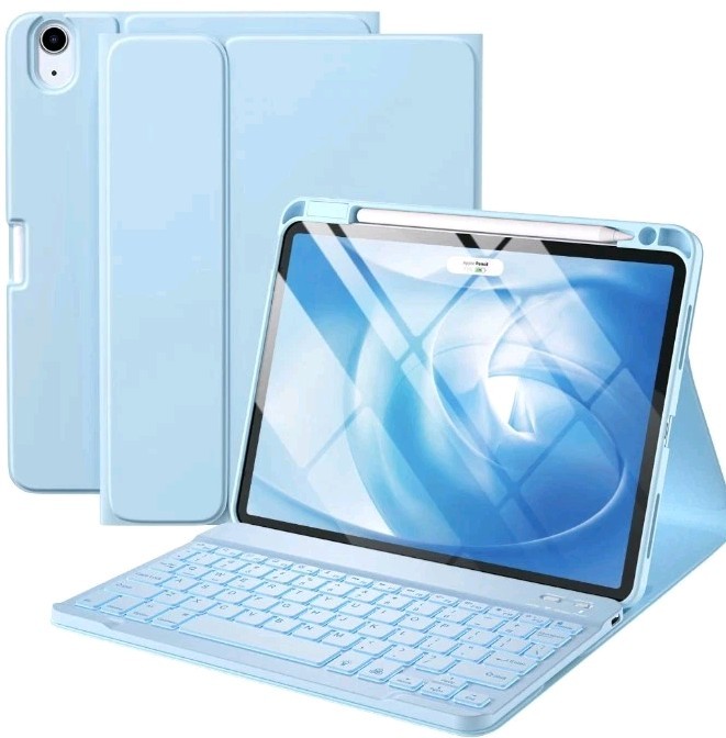 Harvopu Keyboard Case for iPad Air 11" M2/M3 & Air 4th/5th Gen- Sky Blue