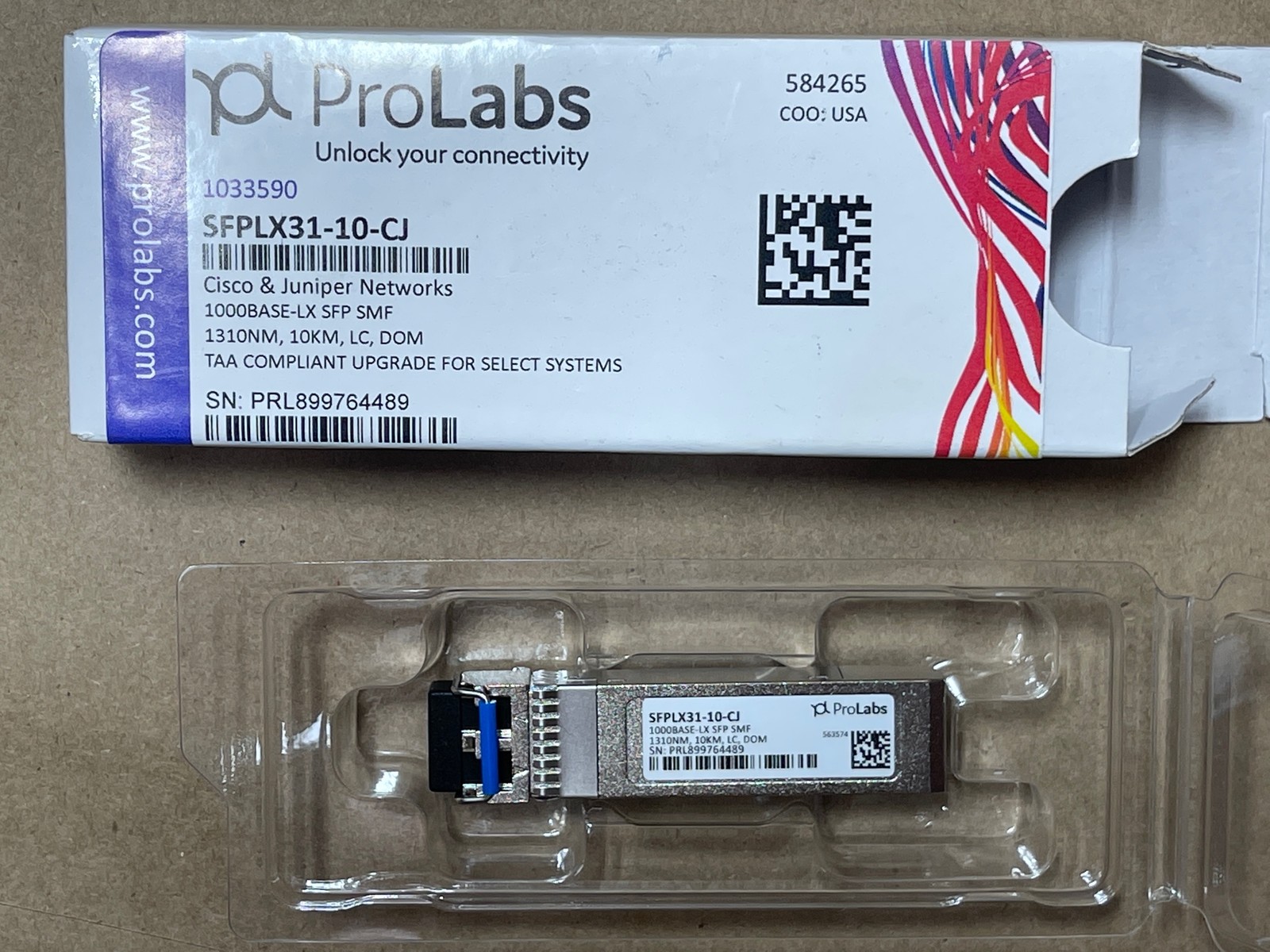 ProLabs 1000BASE-LX SFP SMF 1310nm 10km LC DOM Cisco Juniper SFPLX31-10-CJ