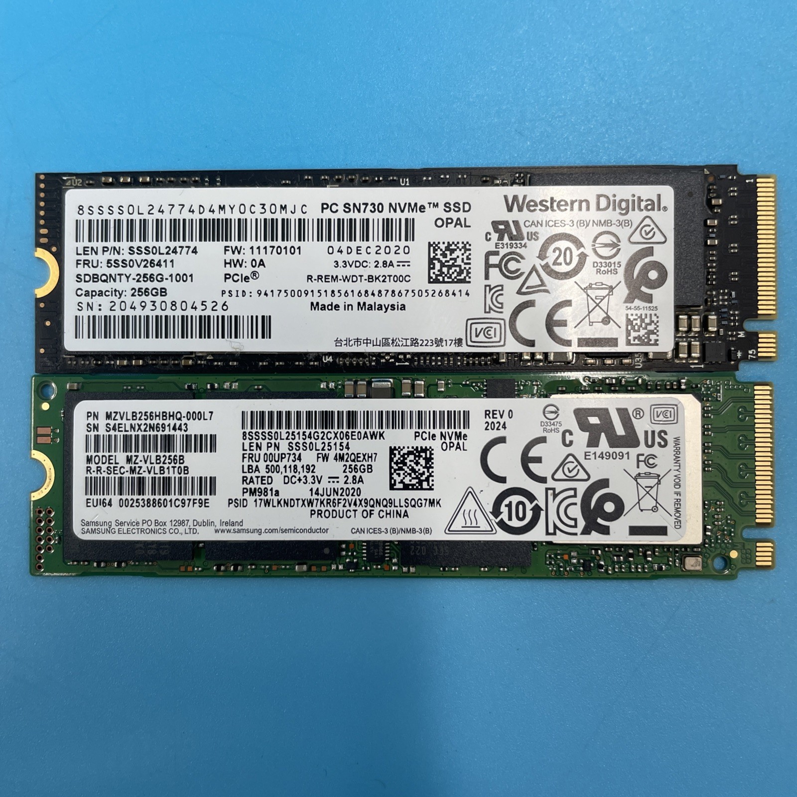(LOT OF 2) *MIXED BRANDS* 256GB SSD M.2 NVMe 80mm 2280 Solid State Drive