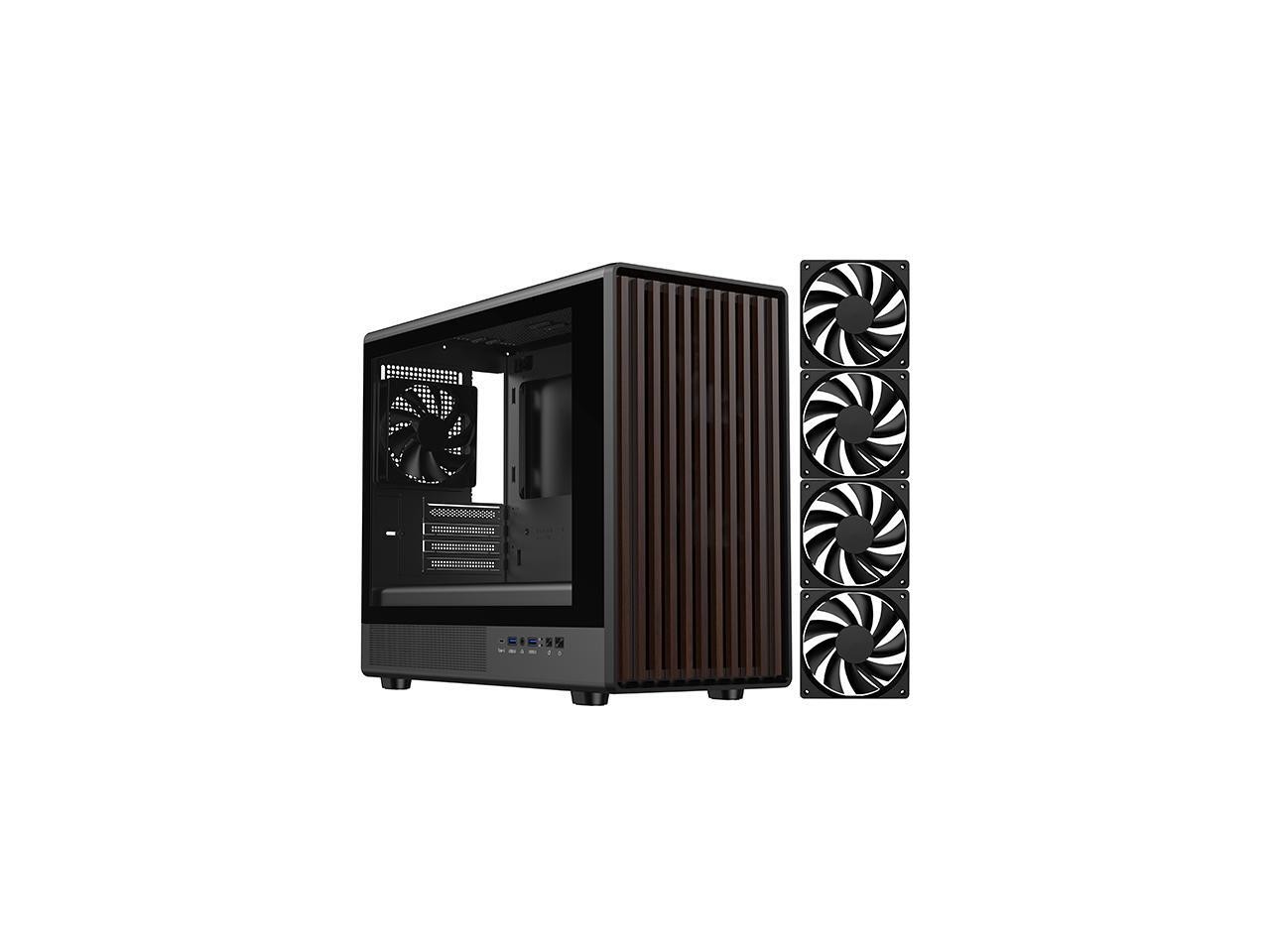 DIYPC DIY-mATX06-Wood Black USB3.0 /Type C Micro ATX Mid Tower Gaming Computer