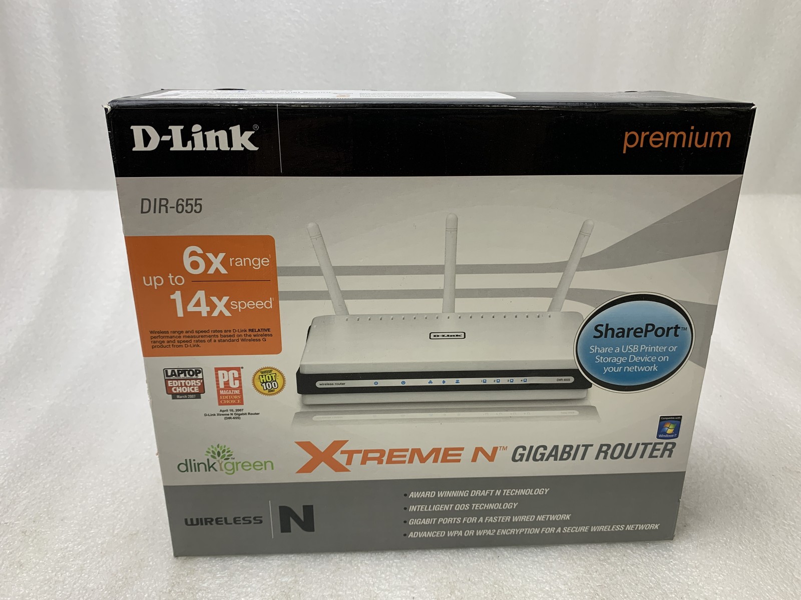 D-Link RangeBooster N Wireless Router  / 3 external antennas / Model: DIR-655