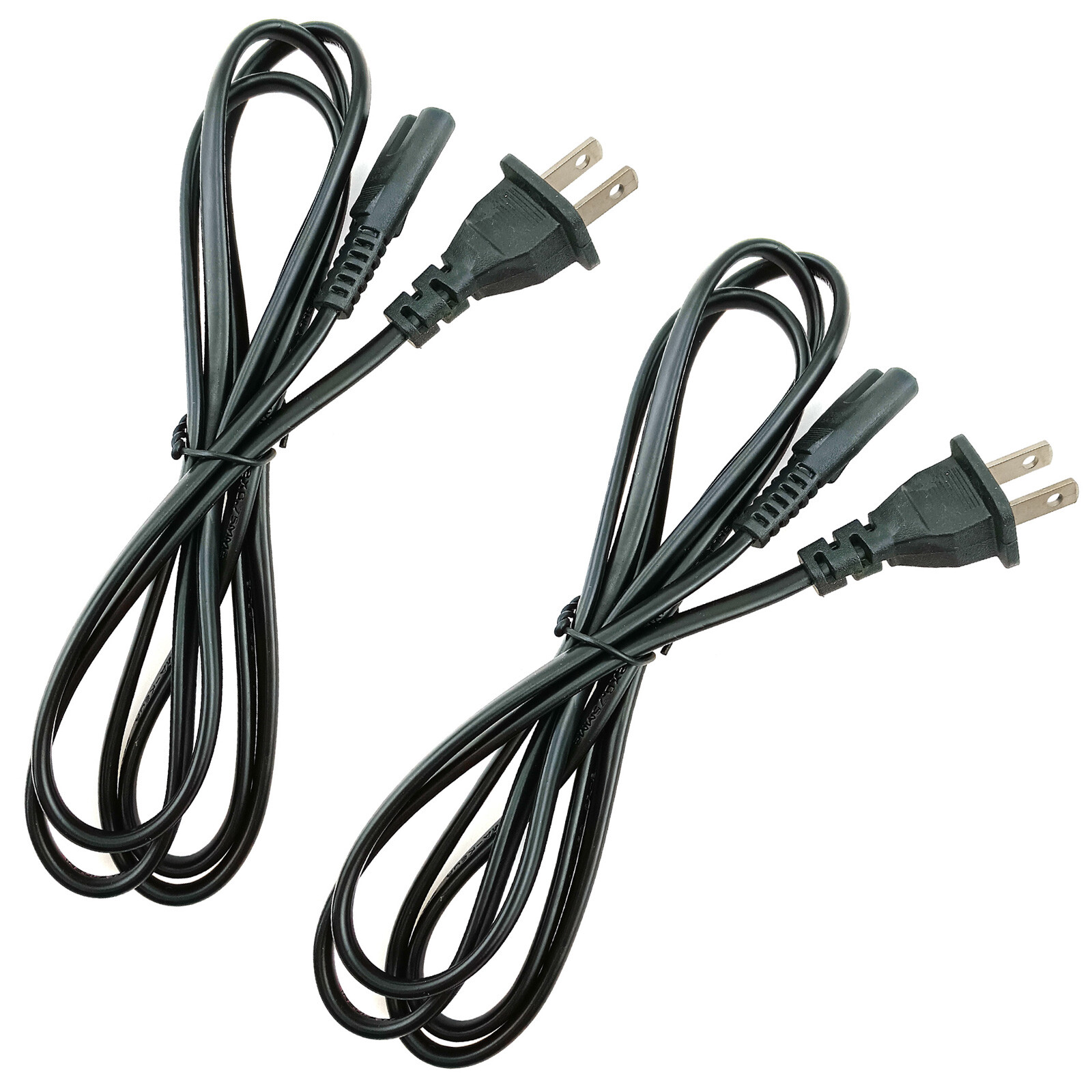 2 Pack AC Power Cord 2 Prong Figure 8 for Flat TV LCD Printer Laptop DC Adapter