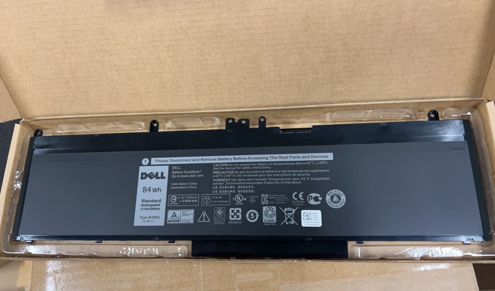 Genuine WJ5R2 Battery For Dell Latitude E5570 Precision 3510 Series 4F5YV 84Wh