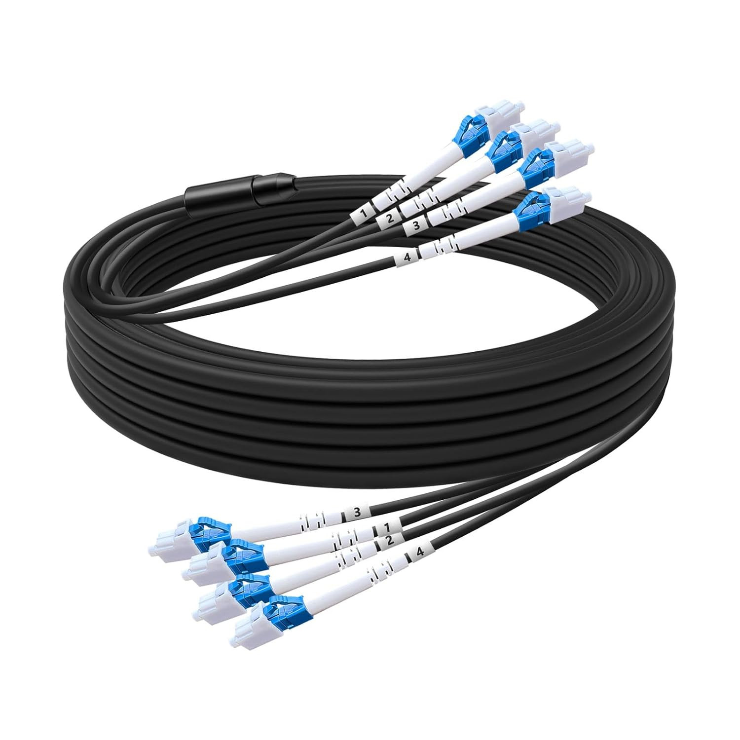 246FT/75M 4-Core Industrial TPU LC to LC Outdoor Armored Fiber Patch Cable, 4 St