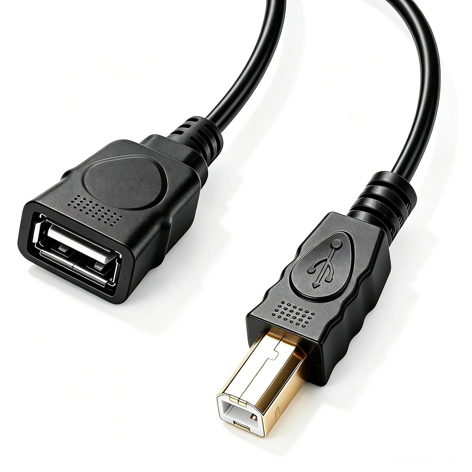 Female USB to Printer Adapter Cable Type A B 1.6 Feet, Black