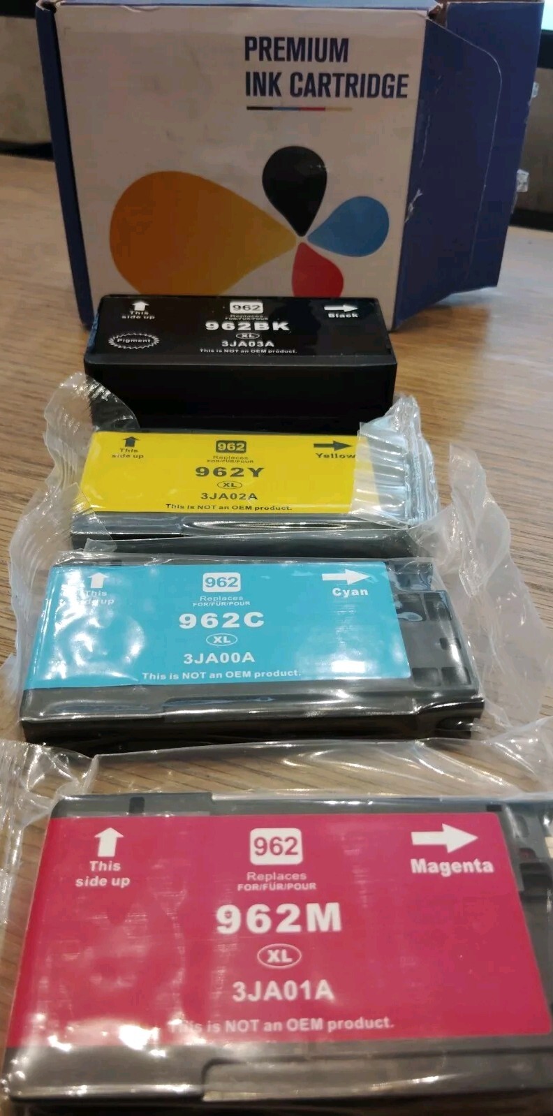4 Pack Premium Ink Cartridges 962 Black, Yellow, Cyan, Magenta 