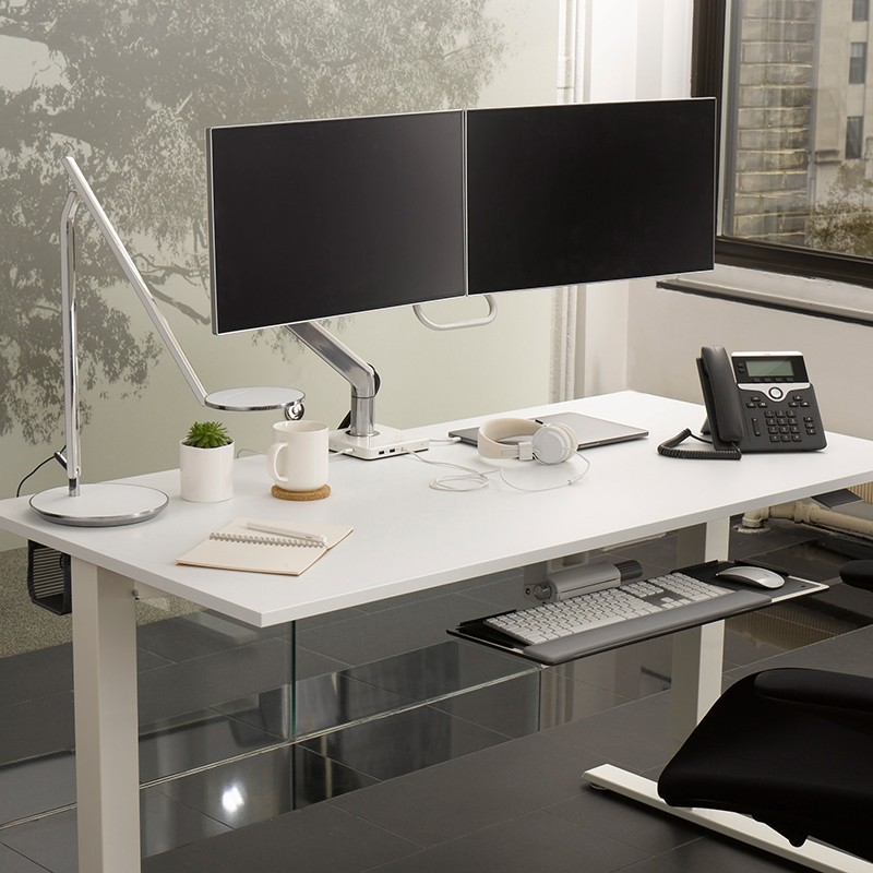 Humanscale M8 Dual Monitor Arm with M/Connect 2 Docking Station and Neat Tech