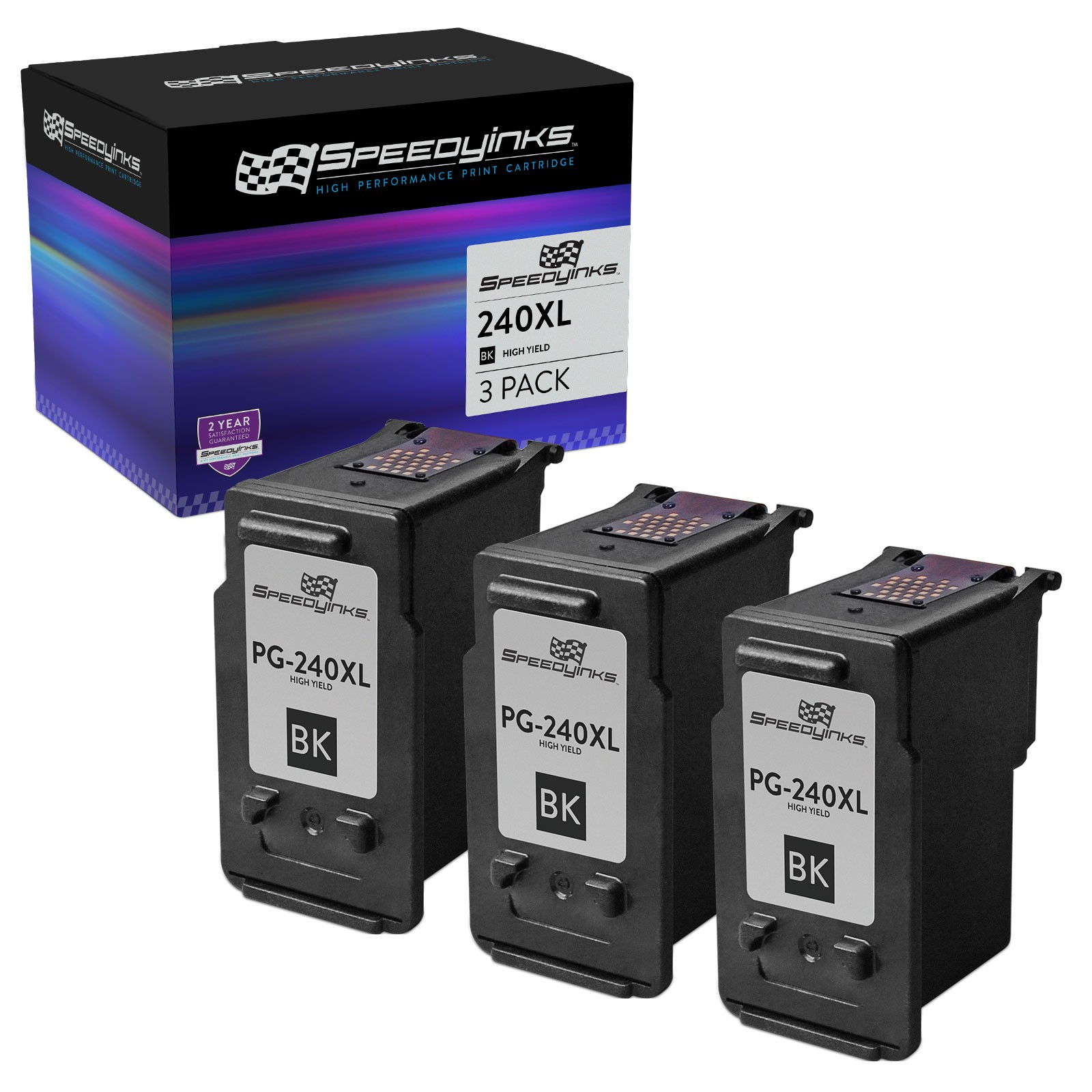 3 Pack Reman PG-240XL for Canon 5206B001 High Yield Black Inkjet Cartridge