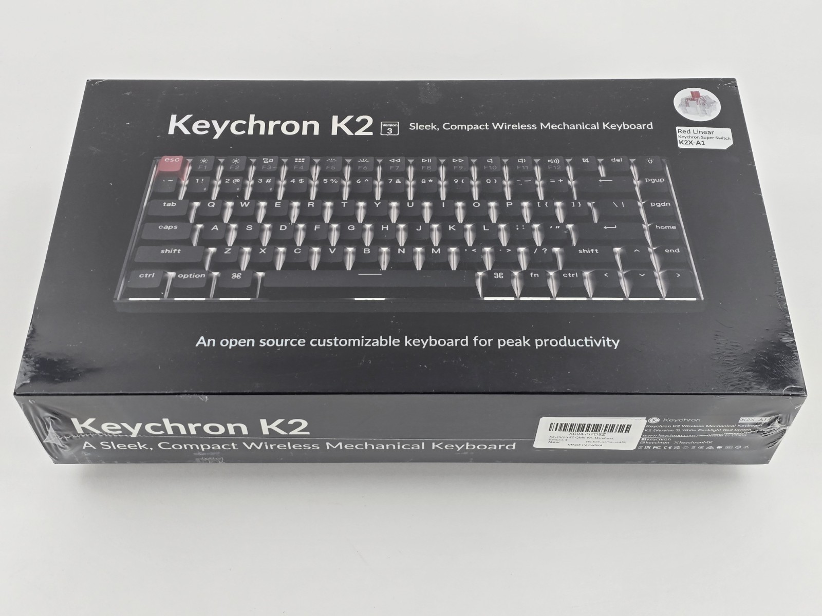 Keychron K2 V3 QMK Wireless Mechanical Keyboard White LED Red Switch K2X-A1 NEW