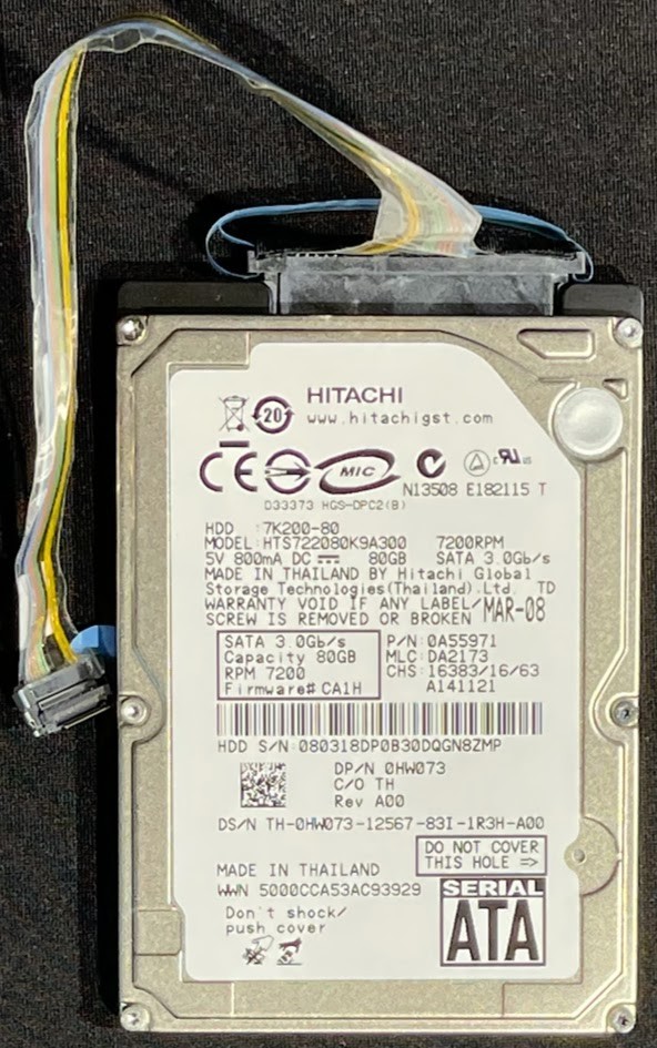 Dell / Hitachi 80GB 2.5" 7200RPM SATA HDD / HTS722080K9A300 / HW073 / P540F