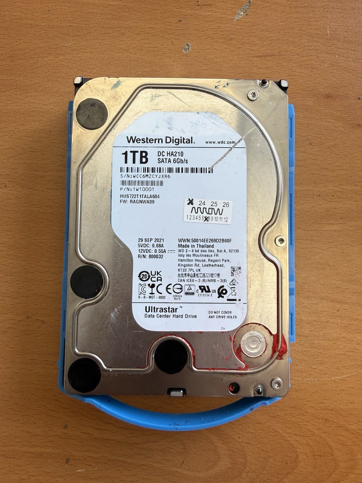 WD Ultrastar DC HA210 1TB HUS722T1TALA604 7200RPM SATA HDD w/ Caddy