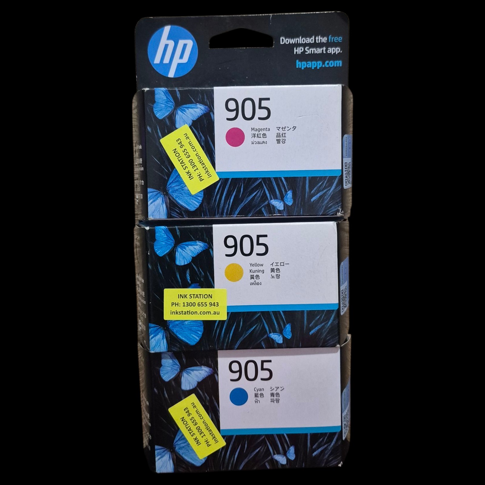 Genuine HP 905 Magenta Yellow and Blue Ink Cartridges 3x Pack