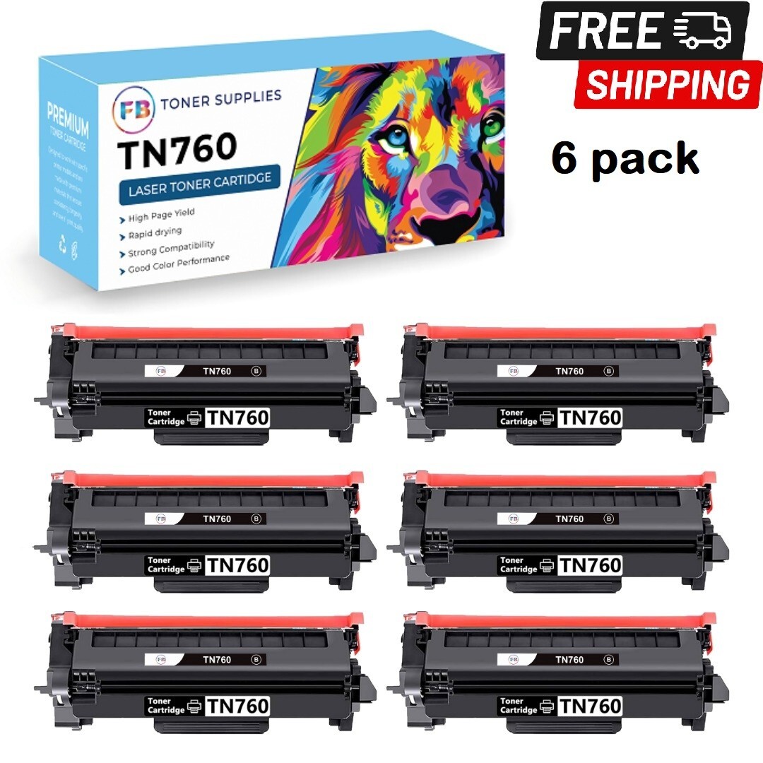 6 Pk TN760 Toner Cartridge /DR730 Drum for Brother MFC-L2710DW MFC-2750DW DCP-L