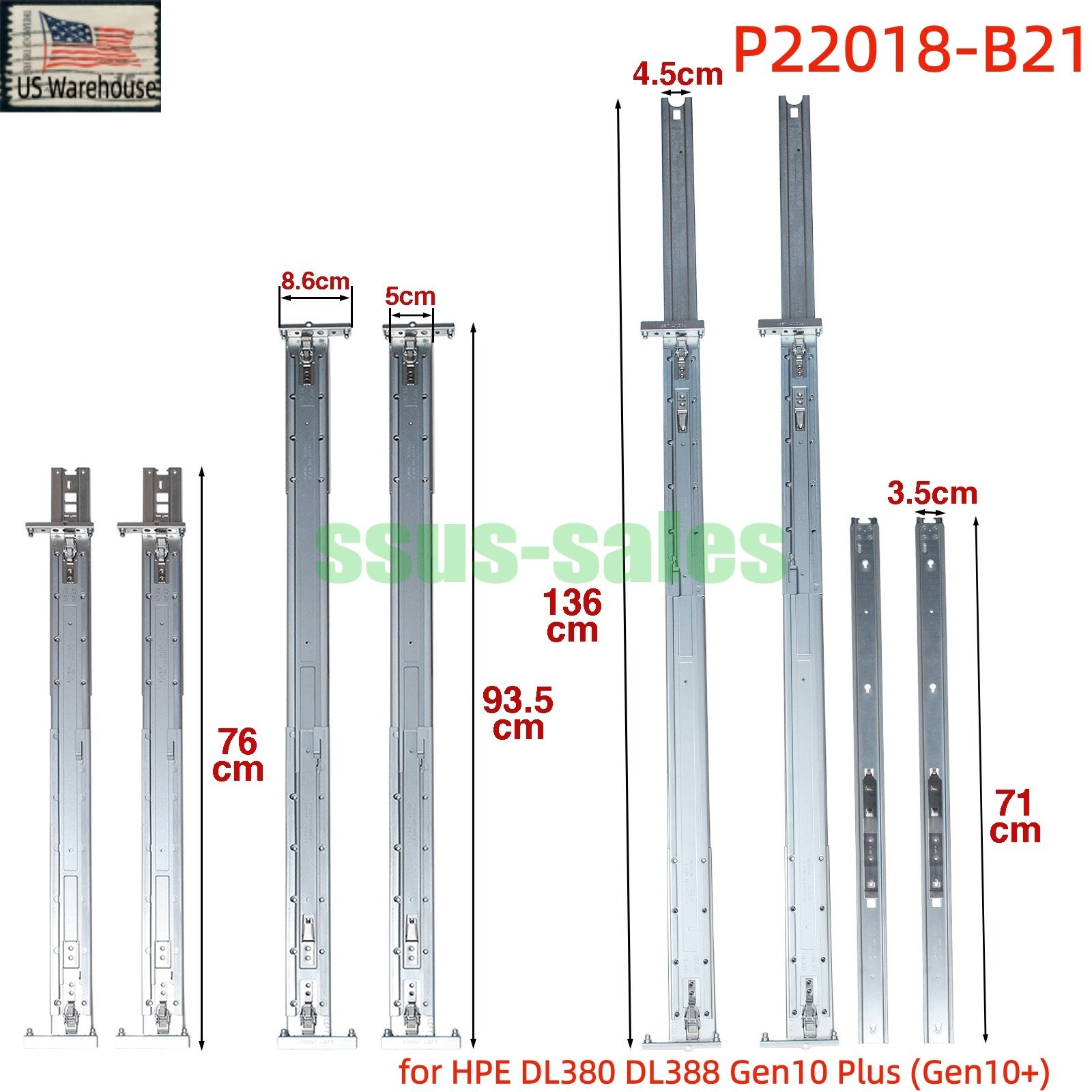 NEW P22018-B21 2U SFF Rail Kit for HPE DL380 DL388 Gen10 Plus (Gen10+)