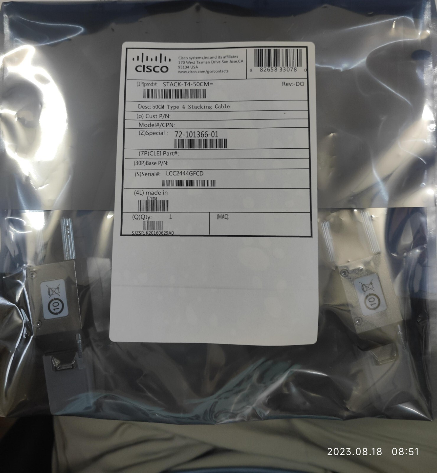 New Cisco STACK-T4-50CM  Stacking Cable 50cm FOR Catalyst 9200L Stack Module