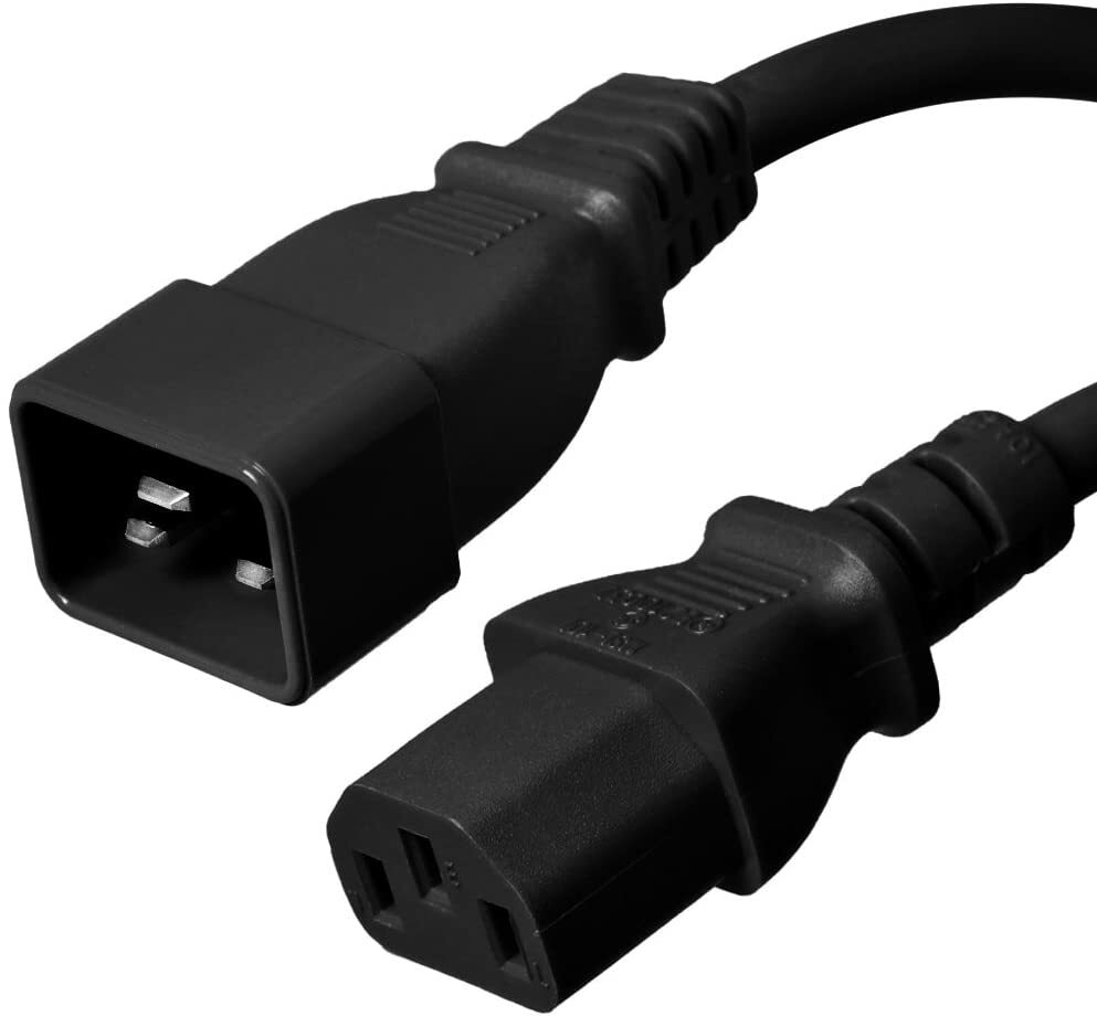 15 PACK LOT 3ft IEC C20 - C13 Black Power Cord 14AWG 15A/1875W 100-250V 1M
