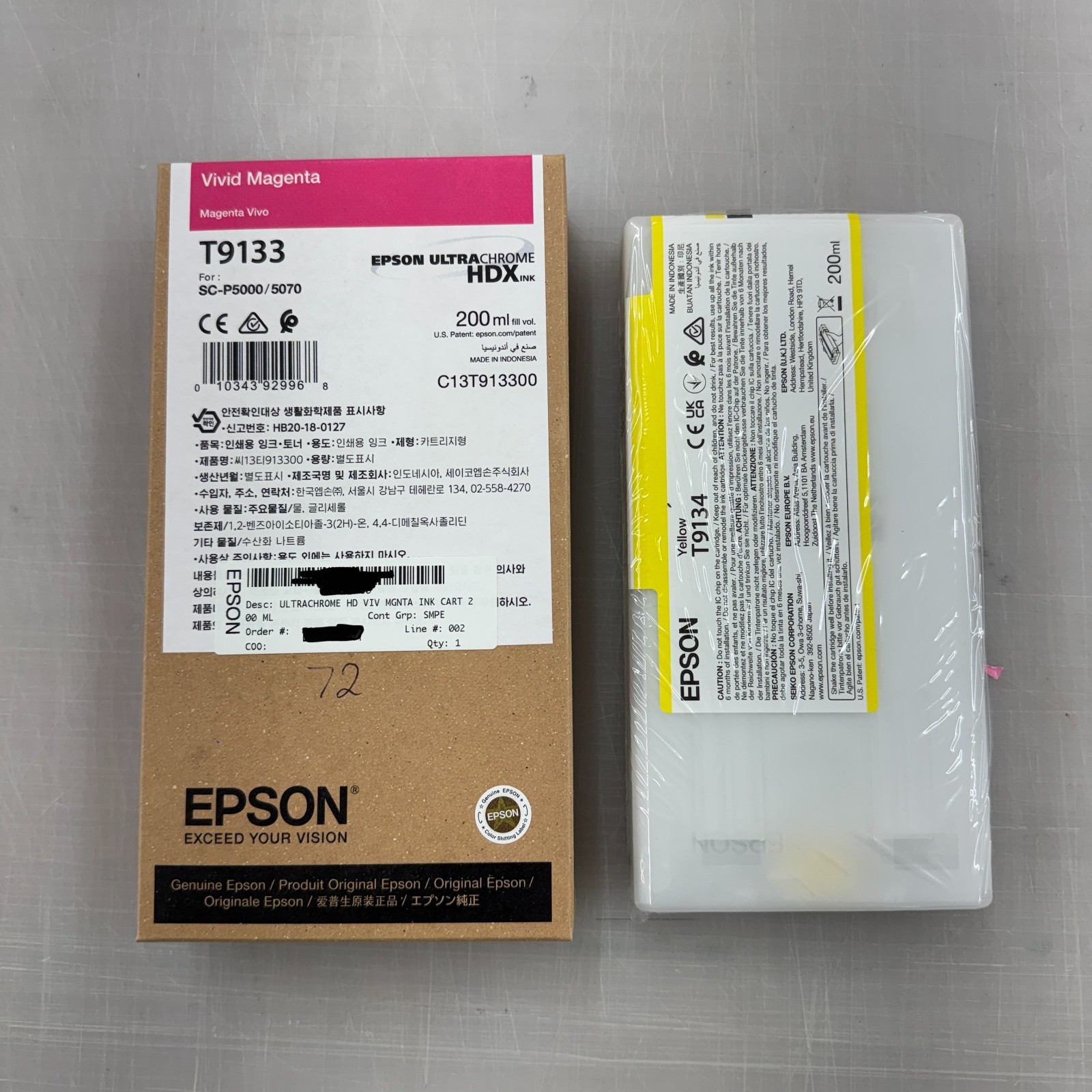 Epson Ultrachrome HDX Ink for Epson SureColor SC-P5000 Series, 200ml