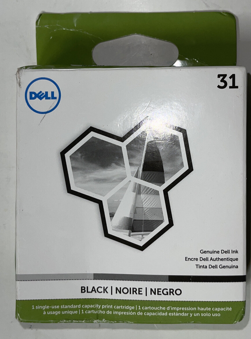 Dell 31 Black Ink Cartridge OEM. Printer Models V525w, V725w. 200 Pages.