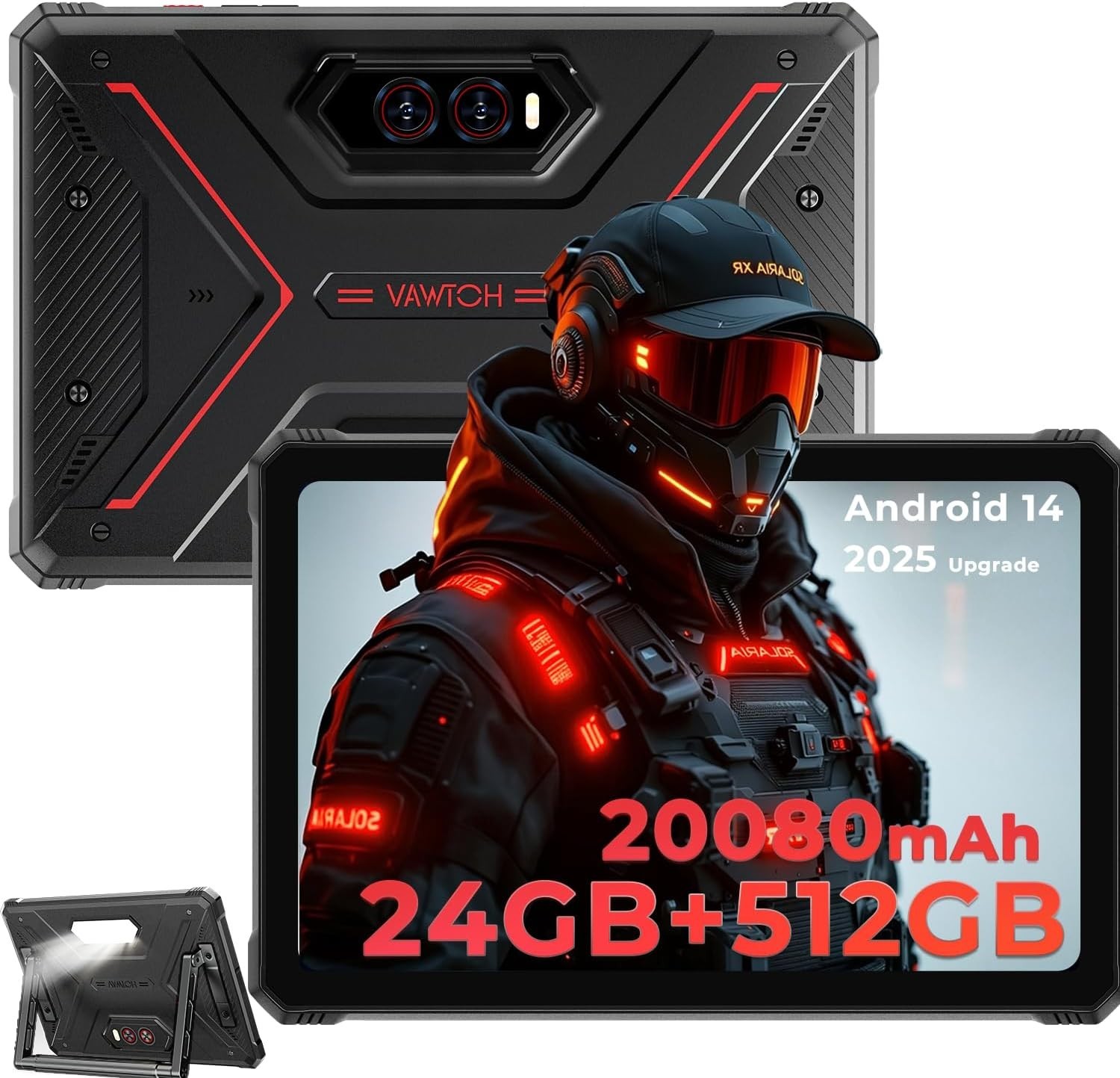 HOTWAV R9 Plus Outdoor Tablet 11 in Android 14 24GB+512GB Tablet Wi-Fi 5G Red
