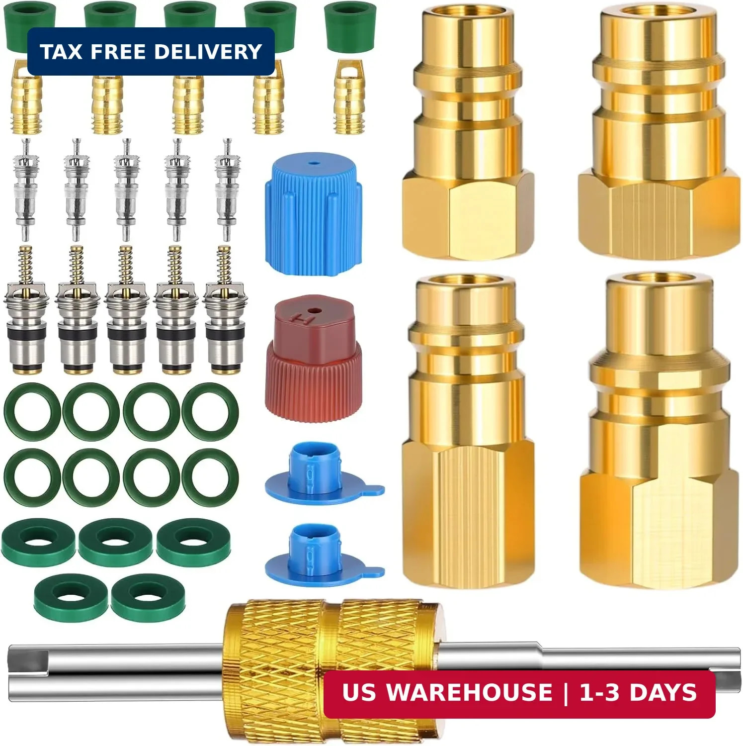 Tujoe 33 Pcs R12 to R134a R1234yf Ac Retrofit Fitting Adapter Kit A/c Conversion
