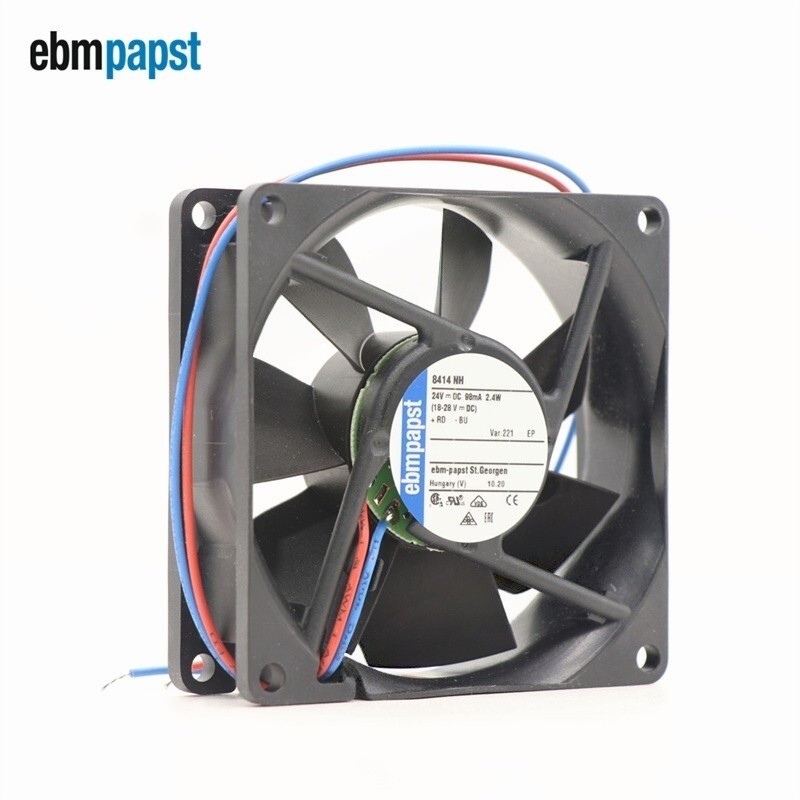 For ebmpapst 8414NH-221 Axial Fan DC 24V 2.4W 98mA 80*80*25mm 2wires Cooling Fan