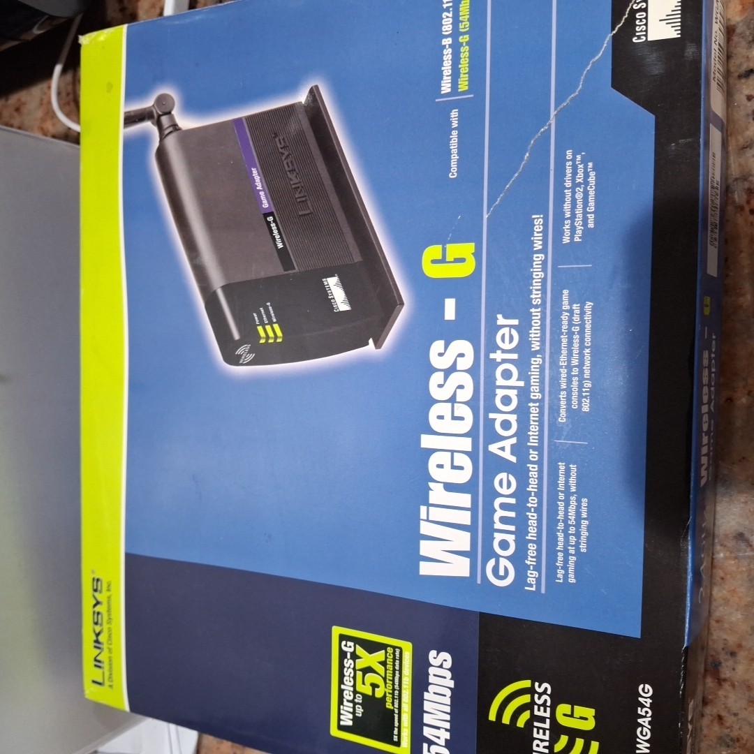 Linksys WGA54G Wireless-G Game Adapter Black Ethernet Port 2.4-GHz Compact NIB