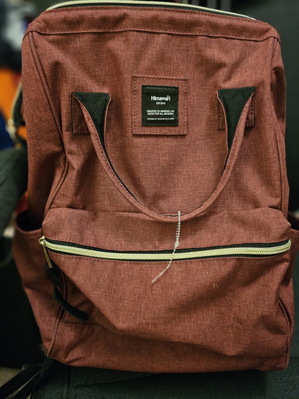 Himawari Holly Daze Padded 15”Laptop Bag Backpack Orange Zippers