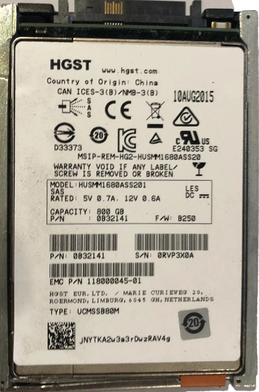 HUSMM1680ASS201 HGST 800GB 0B32141 2.5" SAS Server SSD