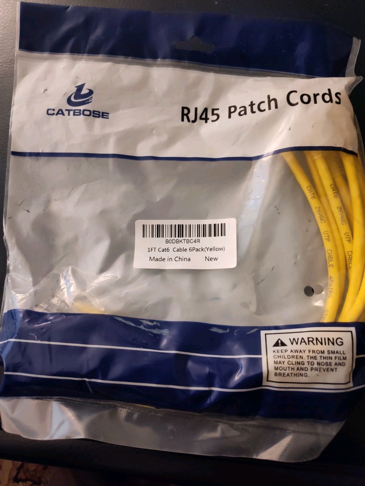 RJ45 pack of six Patch Cords 1 ft Cables.